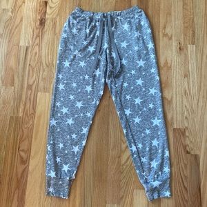 PJ Couture Long Pajama Pants with Pockets - Gray with White Stars